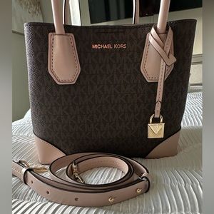 🔥 Camille Small Logo and Leather Satchel NWOT Brown/powder blush